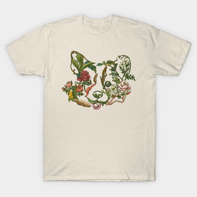 Botanical Corgi T-Shirt by huebucket